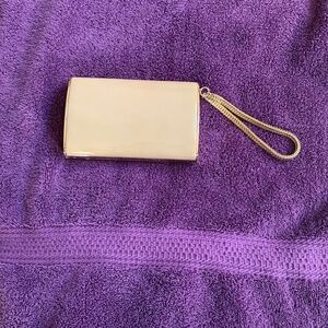 Jimmy Choo Camel Patent Leather Small Clutch Wristlet Bag